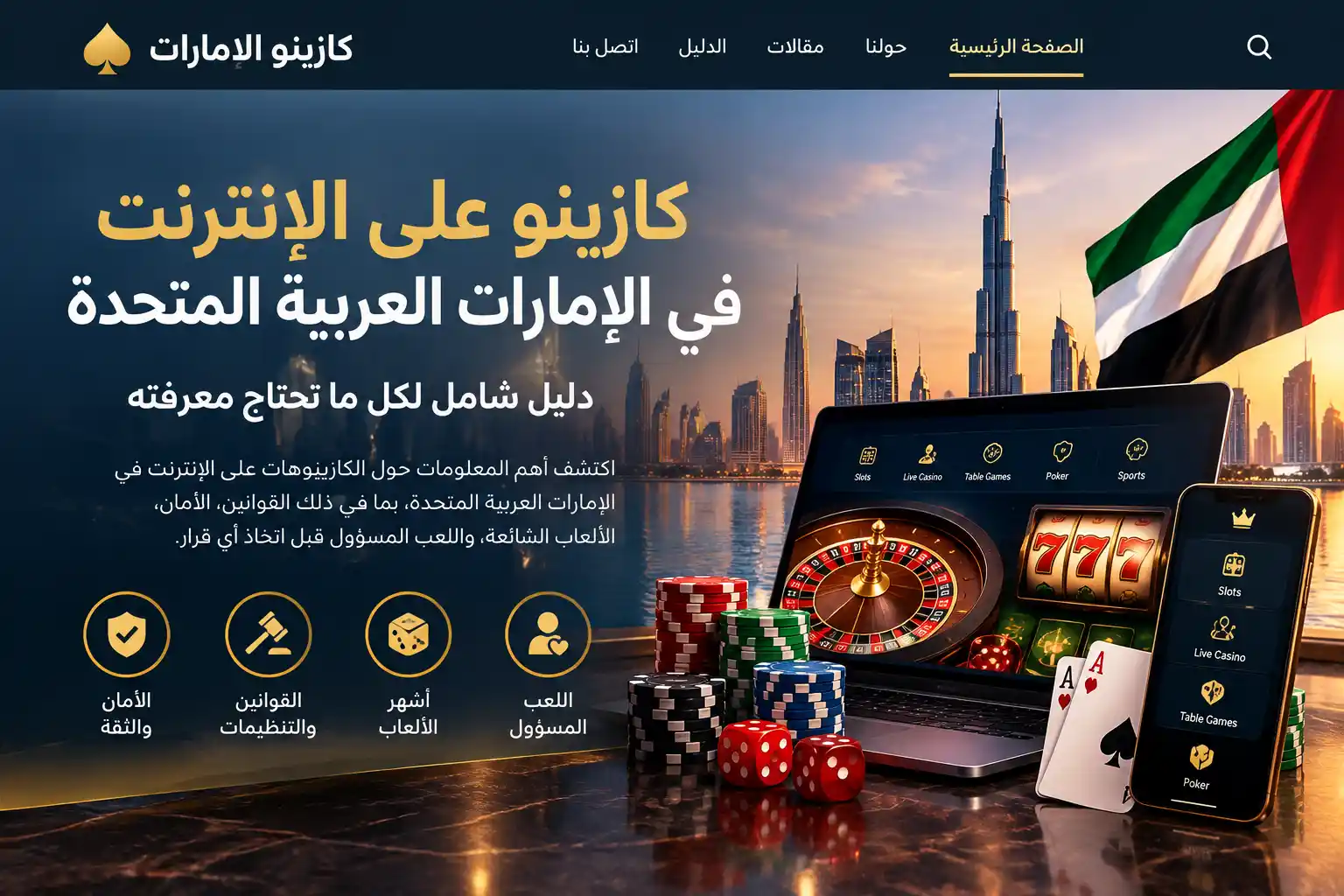 كازينوهات الإنترنت في الإمارات العربية المتحدة: الميزات والألعاب ونصائح السلامة